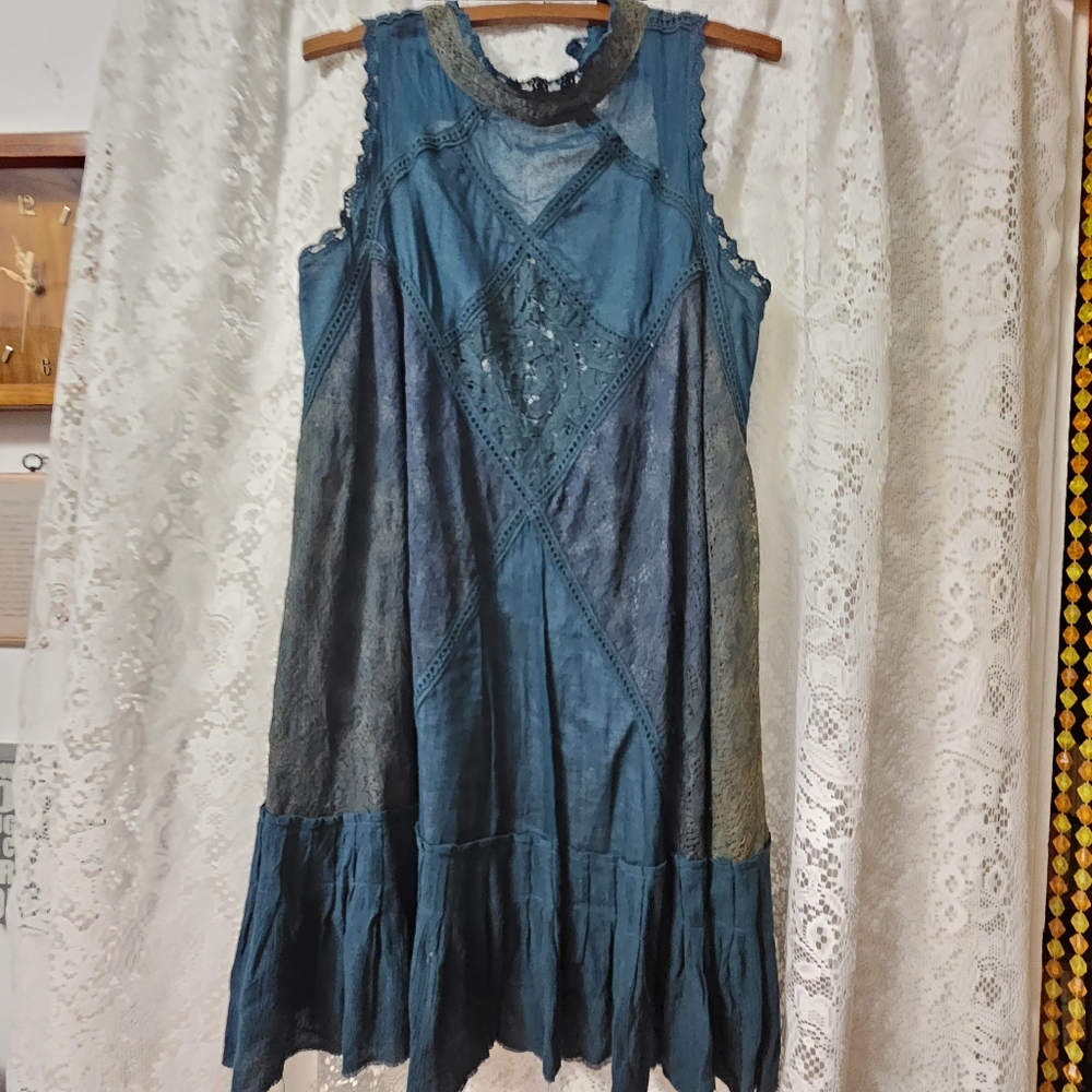 Free People One Angel Lace Emerald Green Dress